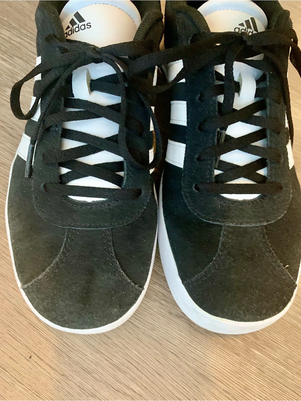 Adidas VL 3.0 Court Black & White Suede Sneakers - Youth 6/Women’s 7.5-8
